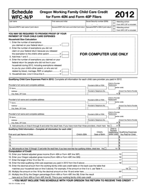 Oregon Working Family Child Care Credit Form