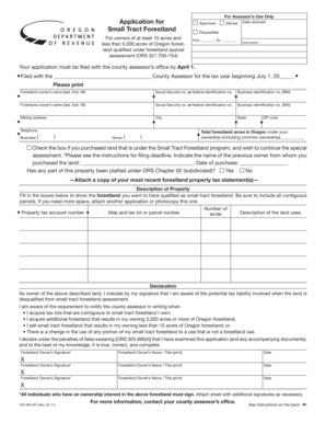 Oregon Small Tract Forestland Application