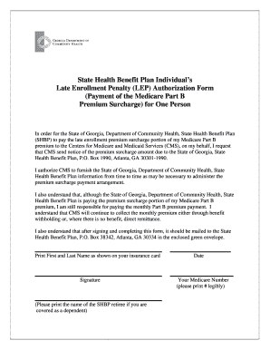 Georgia Medicare Part B Late Enrollment Penalty Authorization