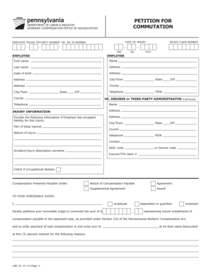 Pennsylvania Workers’ Compensation Petition Form