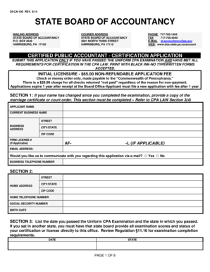 Pennsylvania CPA Certification Application