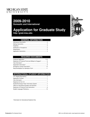 Michigan State University Graduate Study Application