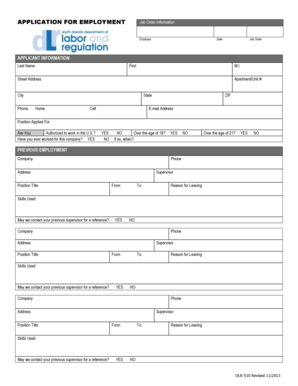 US Employment Application Form