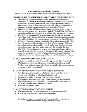 Postcard Analysis Worksheet