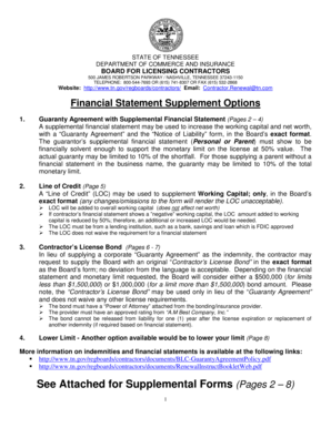 Tennessee Contractor Financial Statement Supplement Options