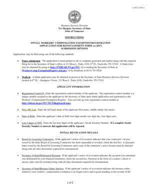 Tennessee Workers' Compensation Exemption Reinstatement Form