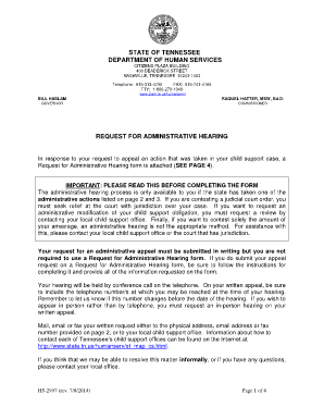 Tennessee Request for Administrative Hearing