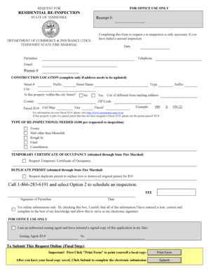 Tennessee Residential Re-Inspection Request Form
