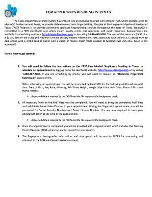 Texas FAST Fingerprint Pass