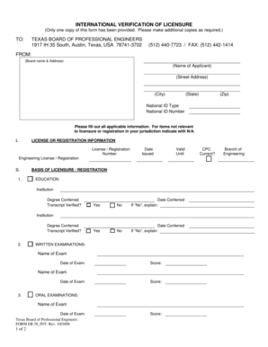 International Verification of Licensure Form