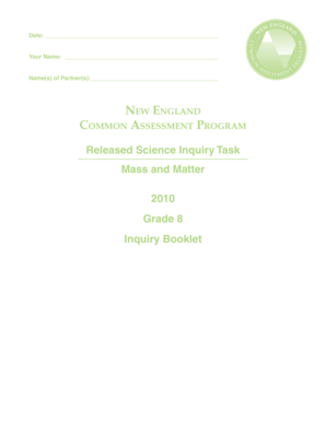 Grade 8 Mass and Matter Science Inquiry Task