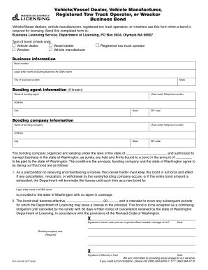 Washington Business Bond Form