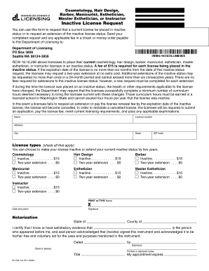 Washington Inactive License Request