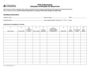 Washington IFTA Diesel Fuel Receipt Schedule