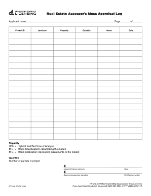 Real Estate Assessor’s Mass Appraisal Log