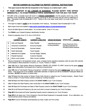 Tennessee Motor Carrier Ad Valorem Tax Report