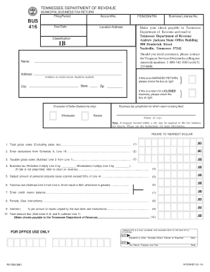 Tennessee Municipal Business Tax Return