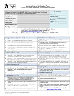 Adverse Events Notification Form