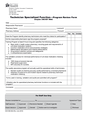 Technician Specialized Function Program Review Form