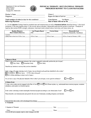 Washington State Physical Therapy Progress Report