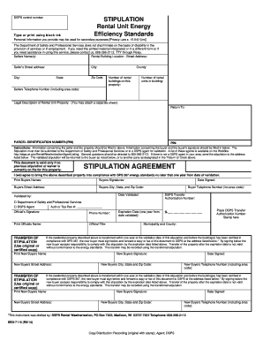 Wisconsin Rental Unit Energy Efficiency Stipulation Agreement