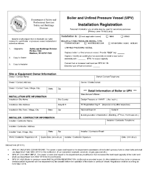 Boiler and Unfired Pressure Vessel Registration Form