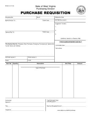 West Virginia Purchase Requisition Form