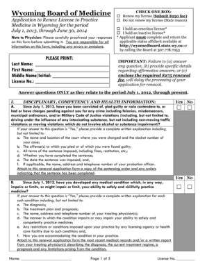 Wyoming Medical License Renewal Application