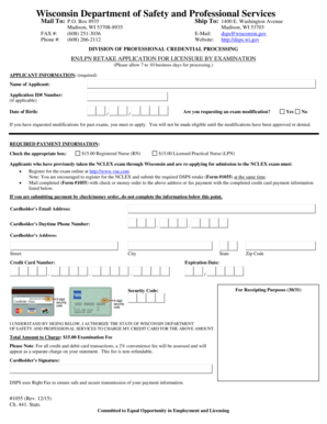 Wisconsin RN/LPN Retake Application for Licensure by Examination