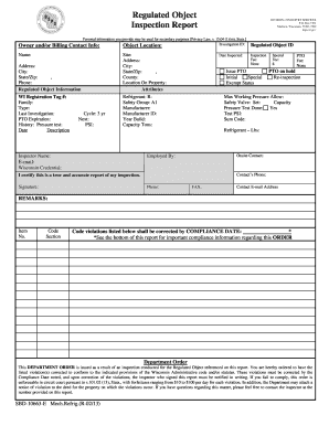 Wisconsin Inspection Report Form