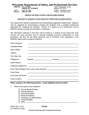 Wisconsin Disability Modification Request Form