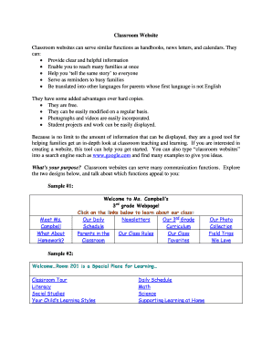 Classroom Website Permission Form