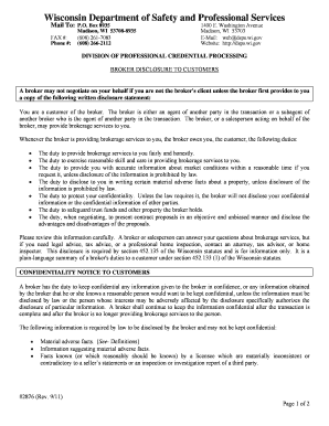 Wisconsin Broker Disclosure to Customers