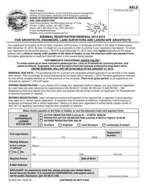 Alaska Architects, Engineers, Land Surveyors Biennial Registration Renewal