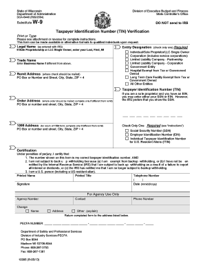 Wisconsin Taxpayer Identification Number Verification