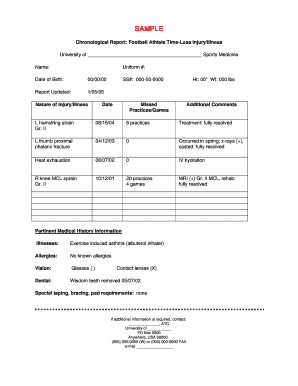 Football Athlete Injury Report Form