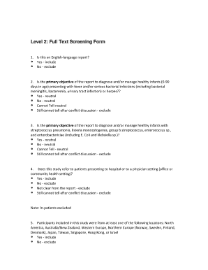 Healthcare Screening Form
