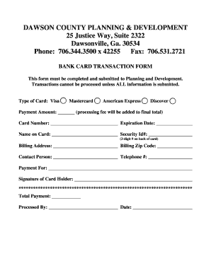 Bank Card Transaction Form
