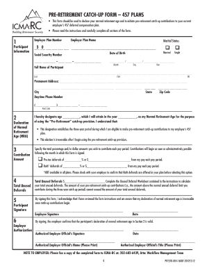 Pre-Retirement Catch-Up Form 457 Plans
