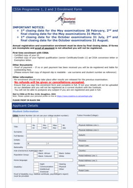 CSSA Programme Enrolment Form