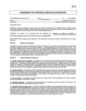Agreement for Appraisal Services