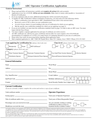 ABC Operator Certification Application