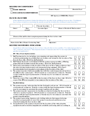 MFO ISC Services Monthly Documentation Form