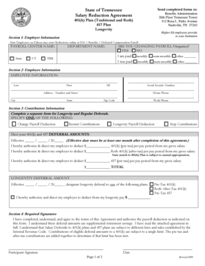 Tennessee Salary Reduction Agreement