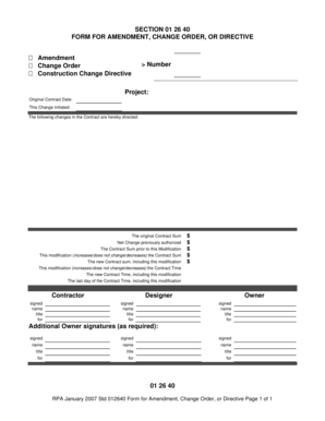 Construction Change Order Form