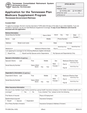 Tennessee Medicare Supplement Application