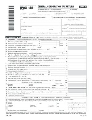 New York City General Corporation Tax Return 2013