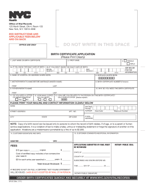 New York Birth Certificate Application