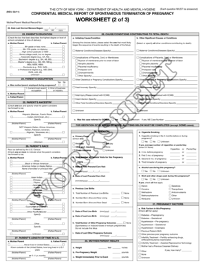 Confidential Medical Report of Spontaneous Termination of Pregnancy