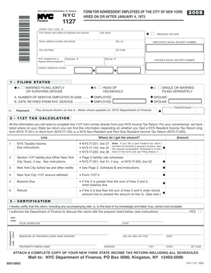 NYC Form 1127 for Nonresident Employees